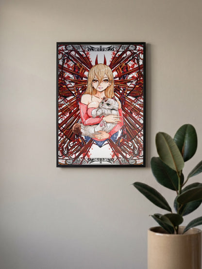 Power and Meowy Chainsaw Man Anime Poster