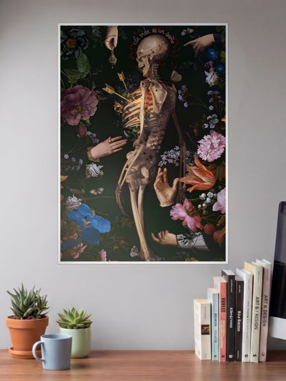 Skeleton Flowers Art Poster