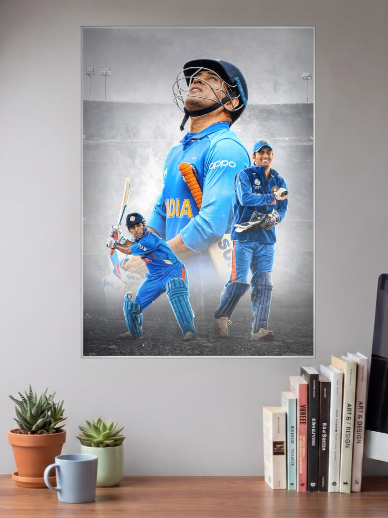 MS Dhoni India ODI Cricket Poster