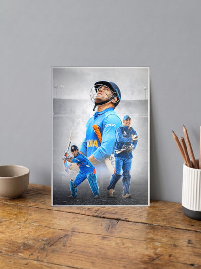 MS Dhoni India ODI Cricket Poster