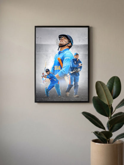 MS Dhoni India ODI Cricket Poster