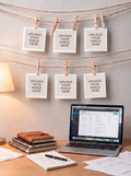 Custom Polaroids along with string and wooden clips