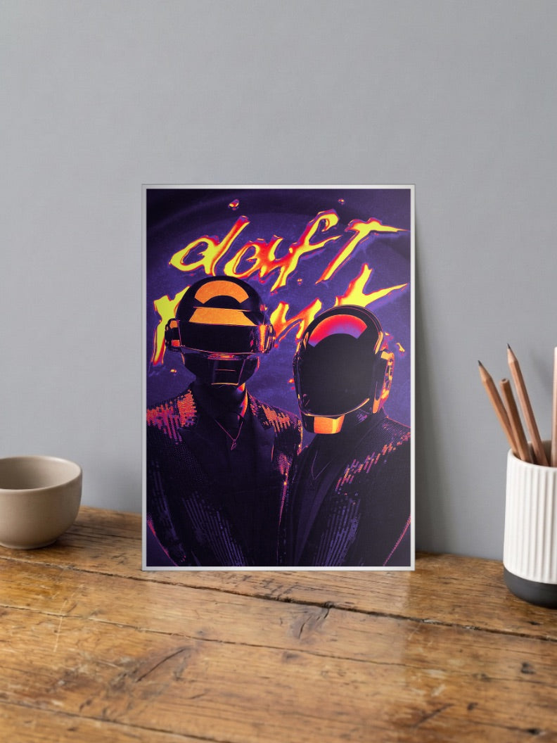 Daft Punk Duo Portrait Bands Poster