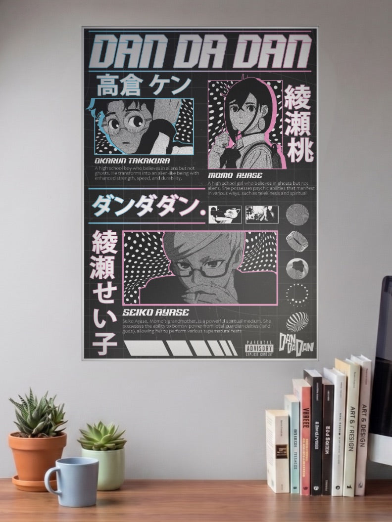 Dandadan Cast Bio Cards Anime Poster