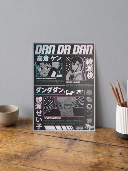 Dandadan Cast Bio Cards Anime Poster