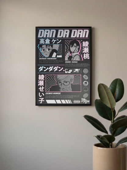 Dandadan Cast Bio Cards Anime Poster
