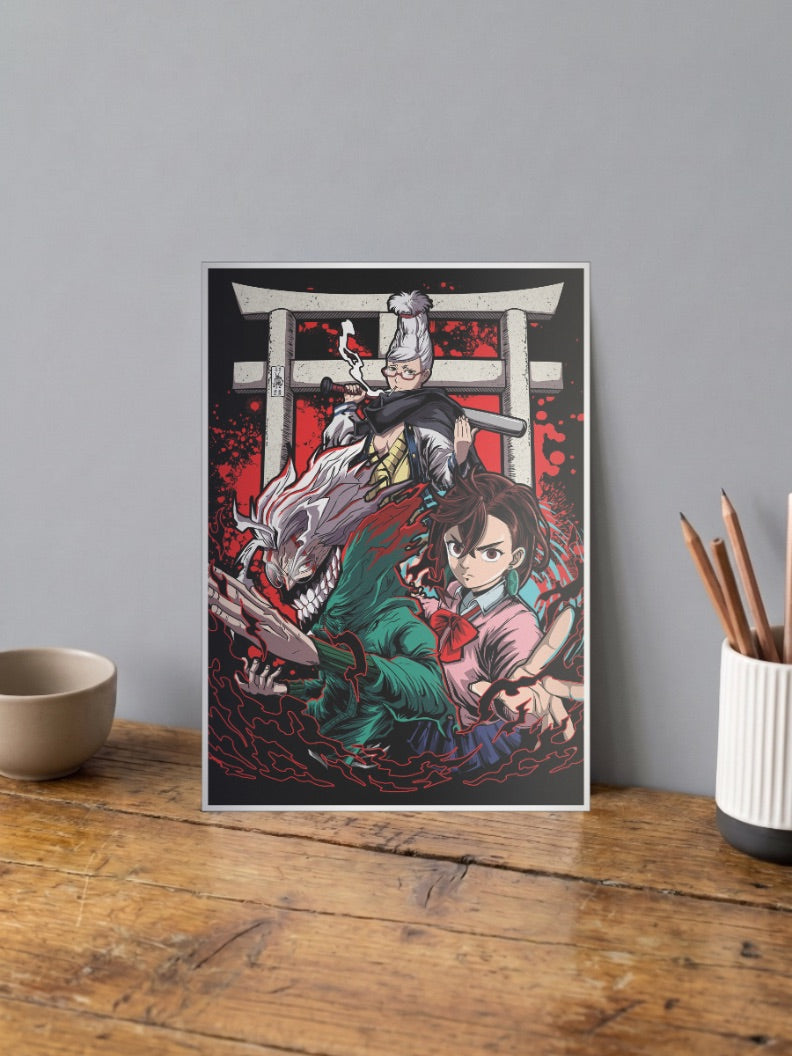 Momo Turbo Granny Torii Gate Anime Poster