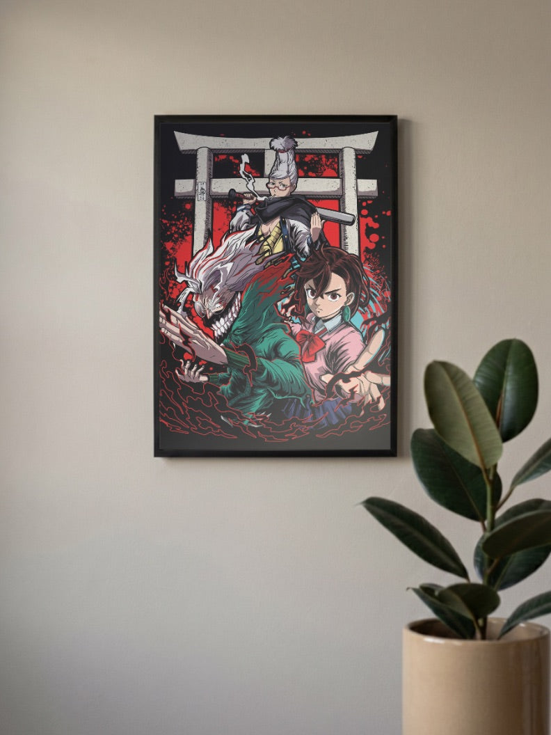 Momo Turbo Granny Torii Gate Anime Poster