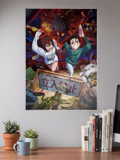 Momo Okarun Chase Scene Anime Poster
