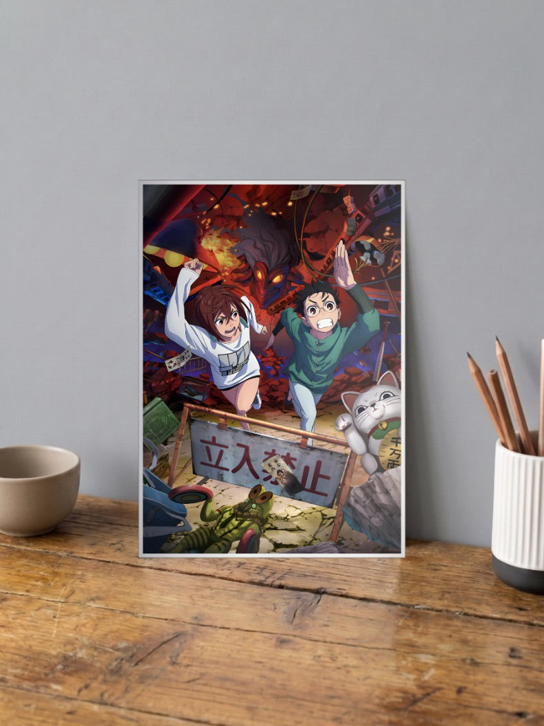 Momo Okarun Chase Scene Anime Poster