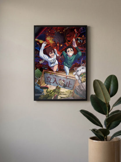 Momo Okarun Chase Scene Anime Poster