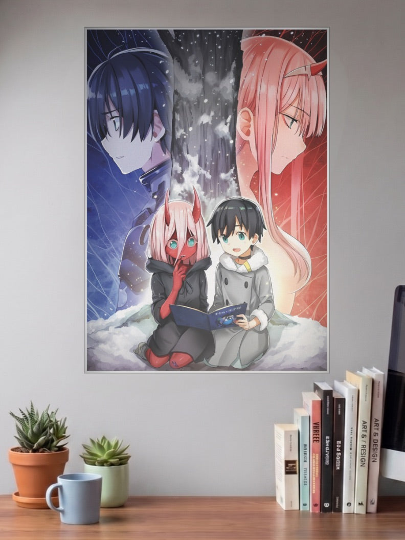 Chibi Hiro And Zero Two Anime Poster