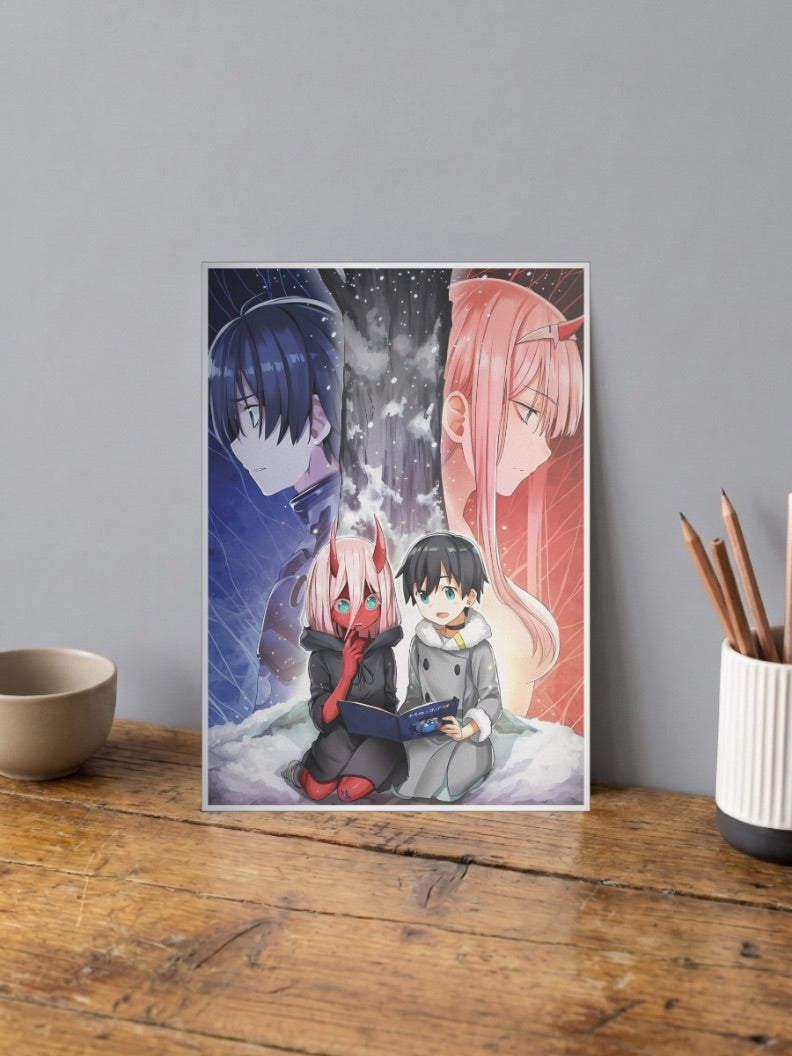 Chibi Hiro And Zero Two Anime Poster