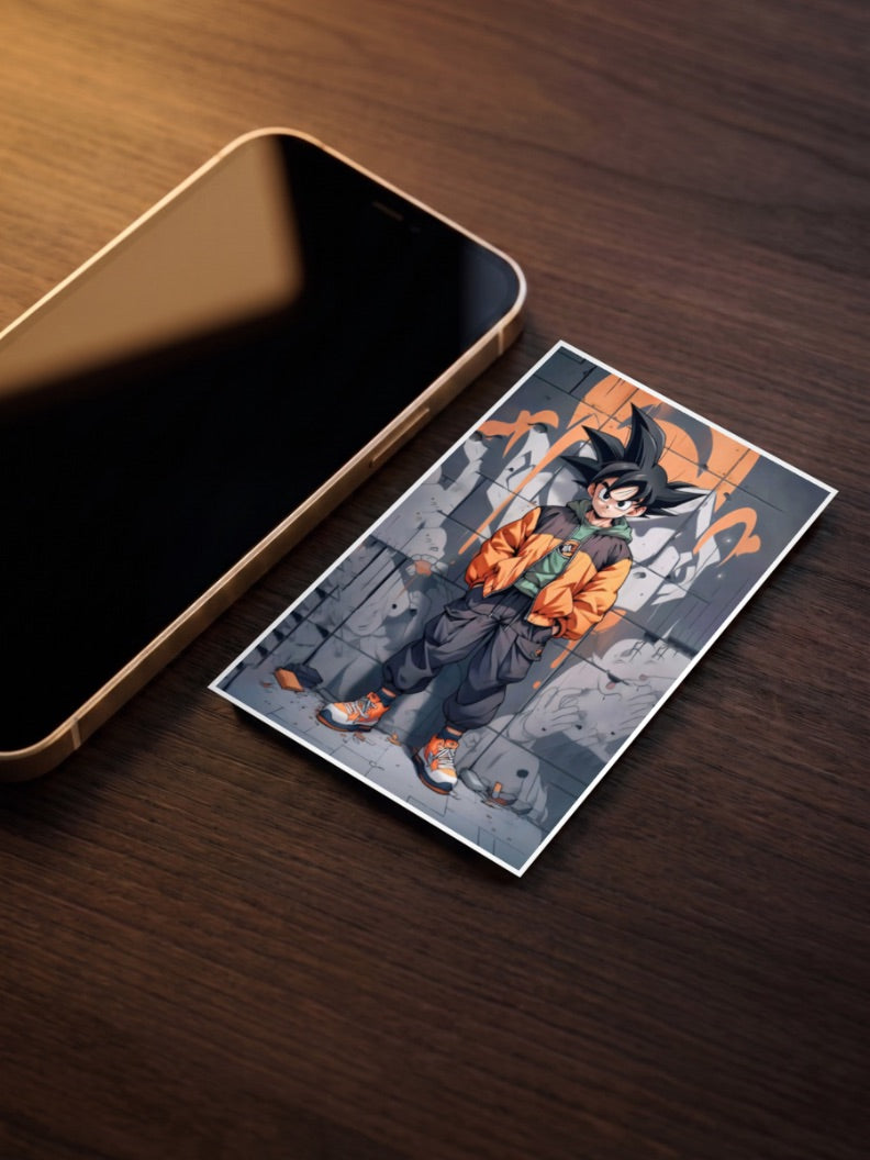 Kid Goku Streetwear Style Anime Poster as a pocket poster, sized to fit behind a phone case