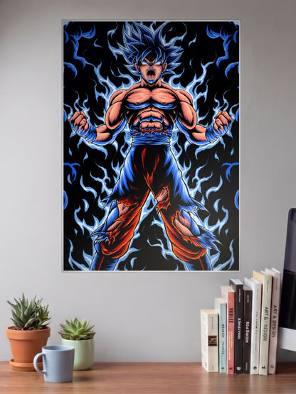Goku Ultra Instinct Blue Anime Poster