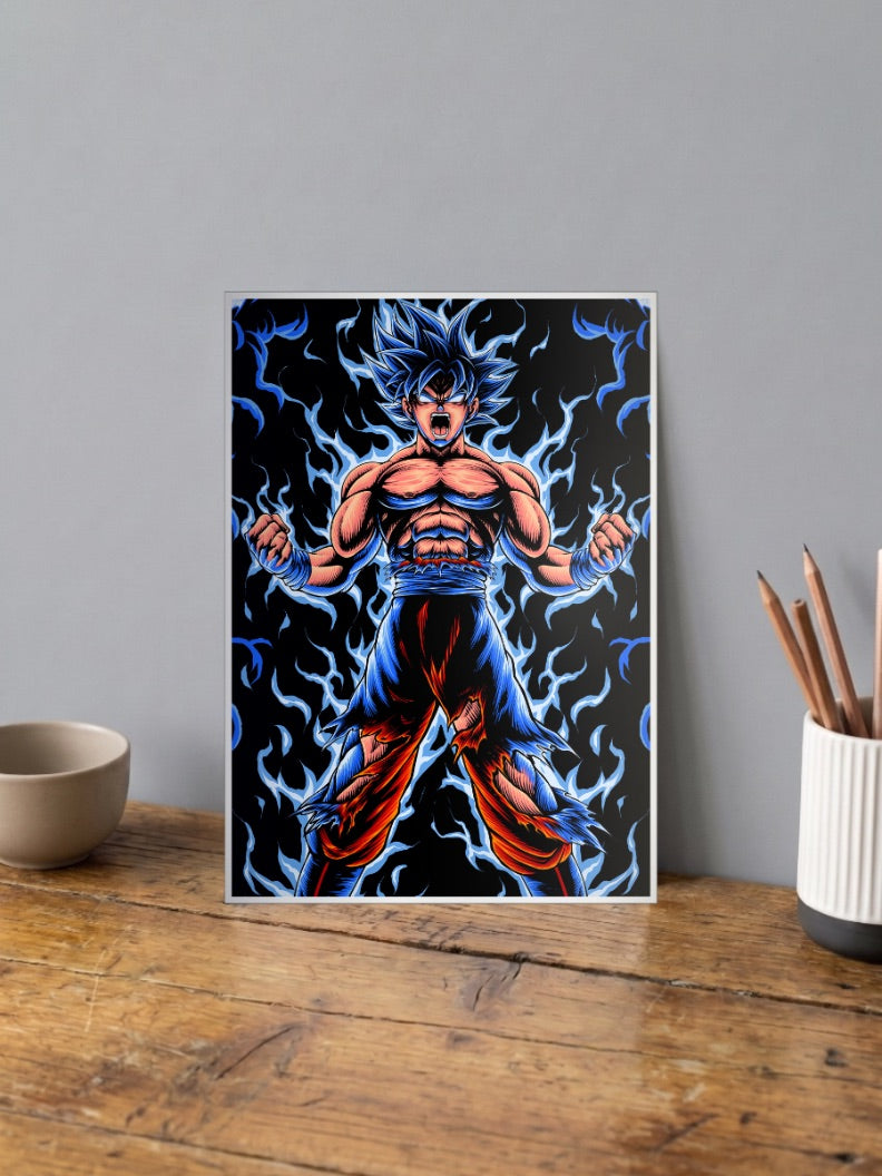 Goku Ultra Instinct Blue Anime Poster