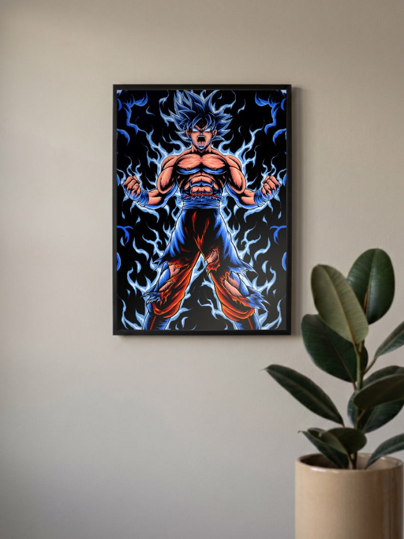 Goku Ultra Instinct Blue Anime Poster