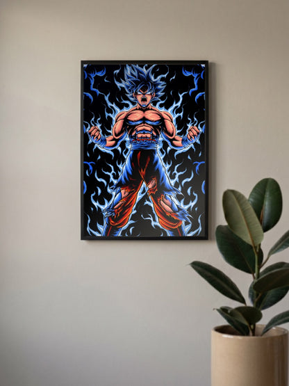Goku Ultra Instinct Blue Anime Poster
