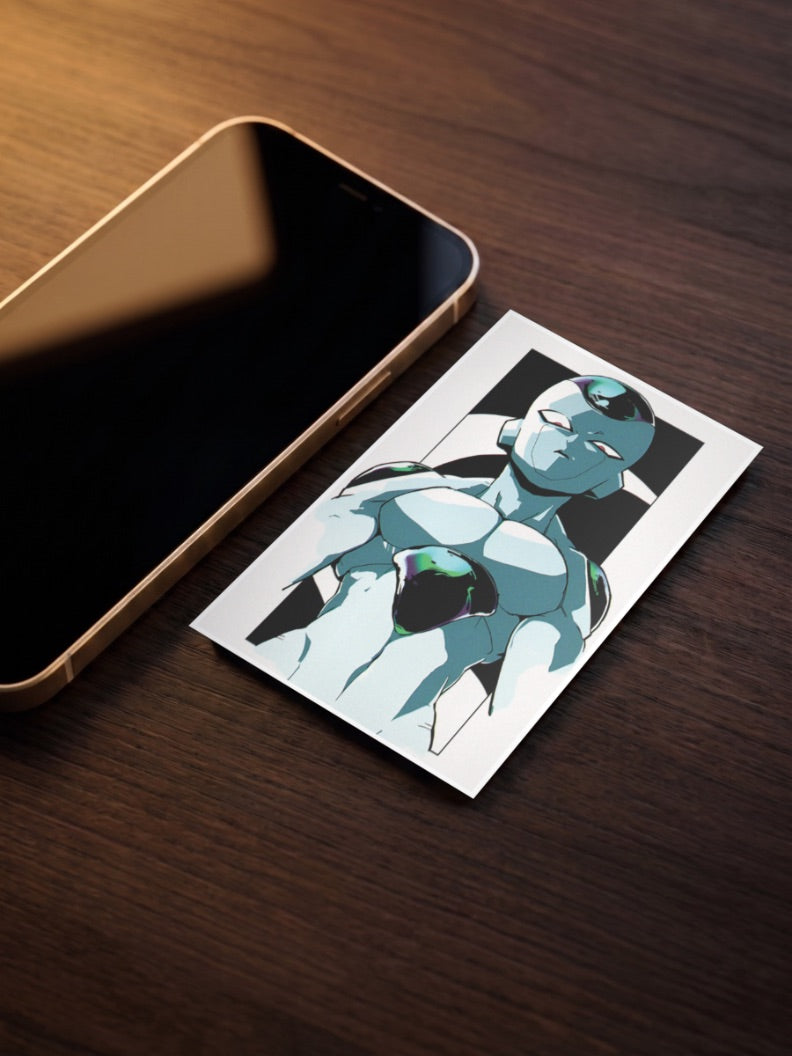 Frieza Meditative Portrait Anime Poster as a pocket poster, sized to fit behind a phone case