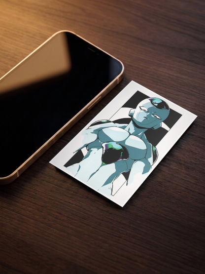 Frieza Meditative Portrait Anime Poster as a pocket poster, sized to fit behind a phone case
