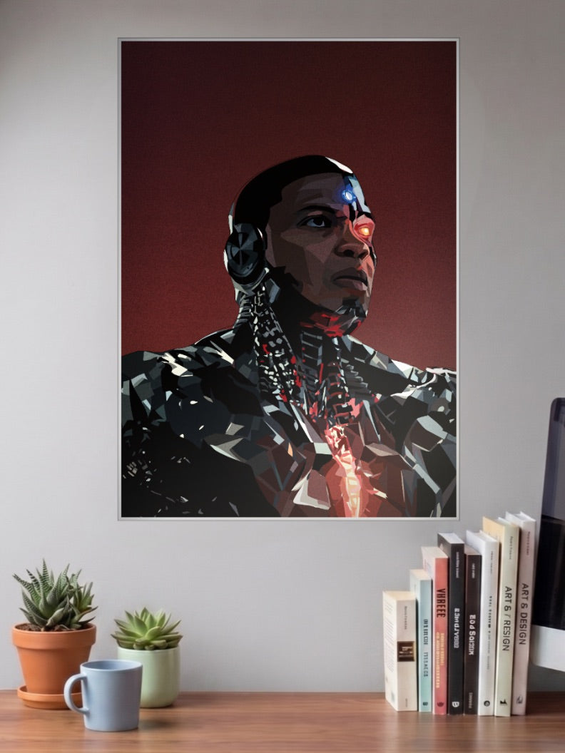 Cyborg Digital Portrait DC Poster