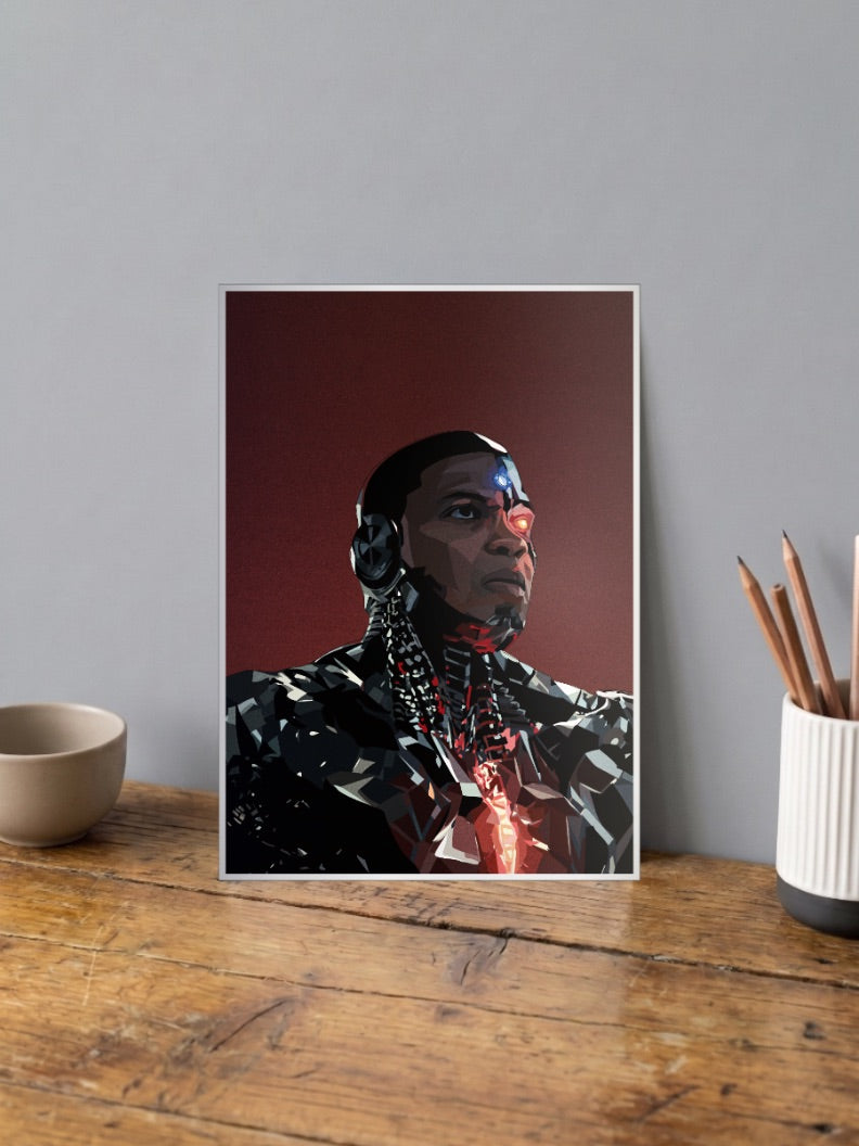 Cyborg Digital Portrait DC Poster