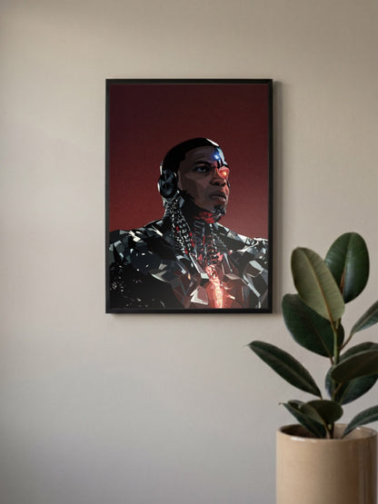 Cyborg Digital Portrait DC Poster