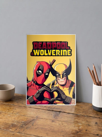 Deadpool Wolverine Heart Pose Marvel Poster