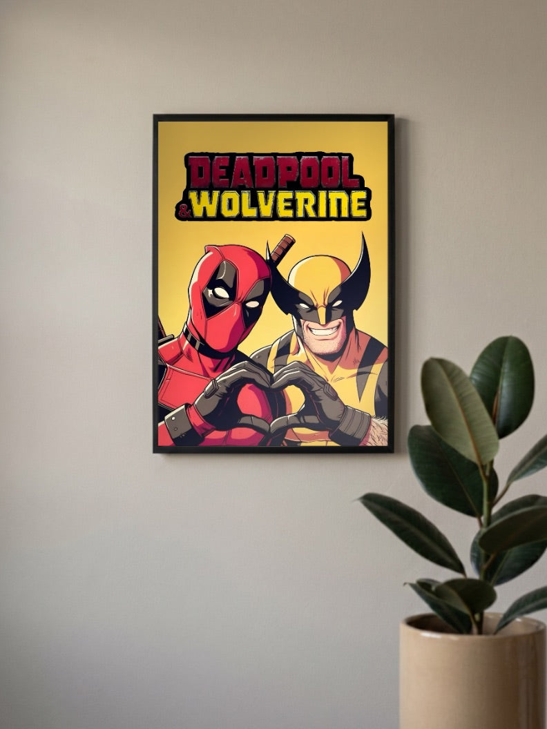 Deadpool Wolverine Heart Pose Marvel Poster