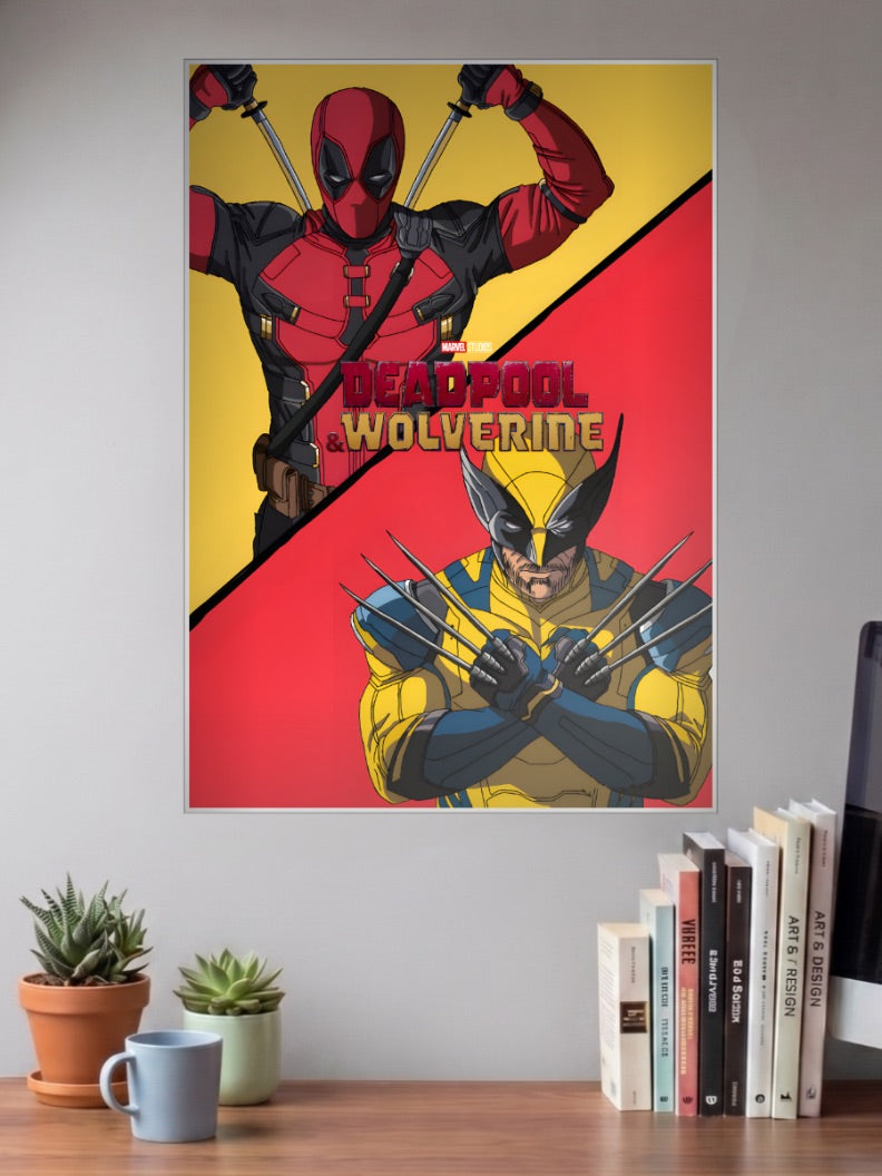 Deadpool Wolverine Split Pose Marvel Poster