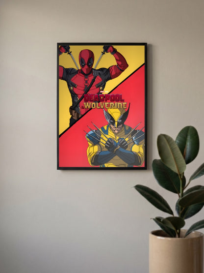 Deadpool Wolverine Split Pose Marvel Poster
