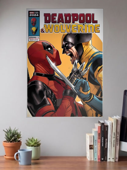Deadpool Wolverine Knife Fight Marvel Poster