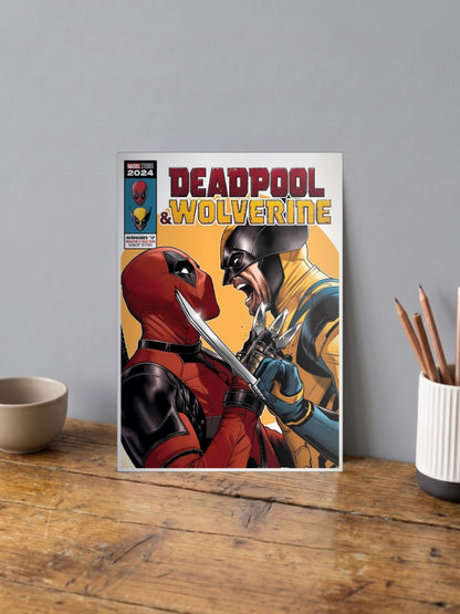 Deadpool Wolverine Knife Fight Marvel Poster