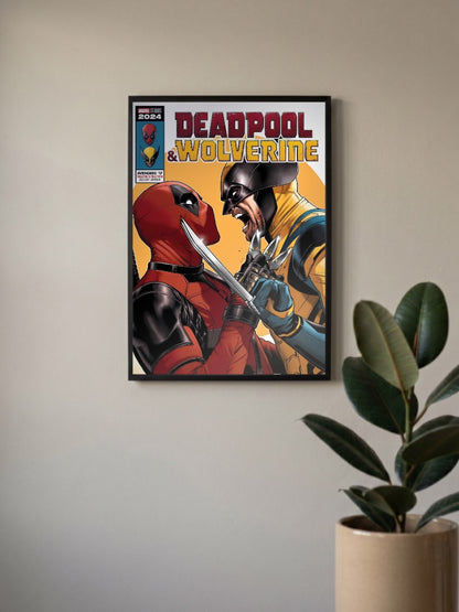 Deadpool Wolverine Knife Fight Marvel Poster