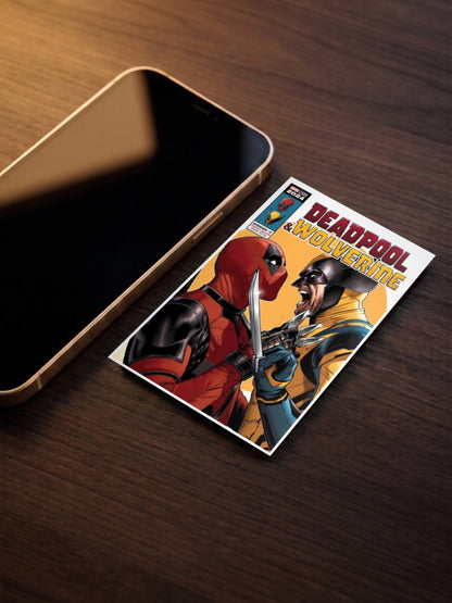 Deadpool Wolverine Knife Fight Marvel Poster