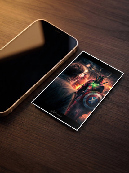 Deadpool As Loki Scene Marvel Poster as a pocket poster, sized to fit behind a phone case