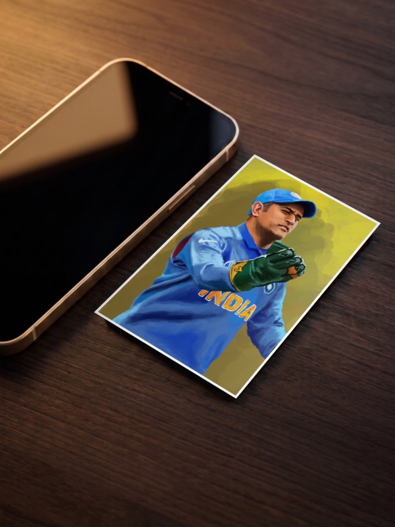 MS Dhoni Glove Portrait Cricket Poster