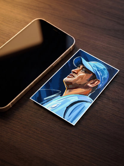 MS Dhoni Side Profile Art Cricket Poster
