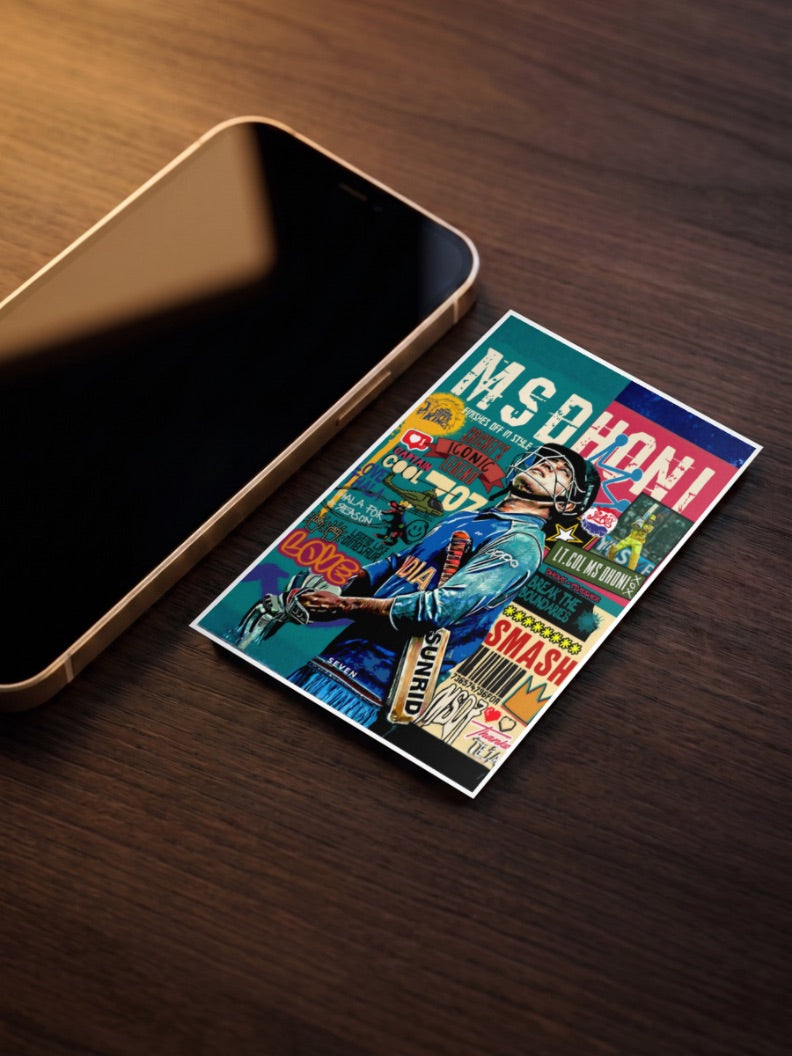 MS Dhoni Iconic Legend Art Cricket Poster