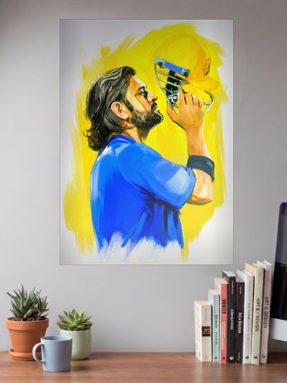 Dhoni CSK Helmet Kiss Pose IPL Poster