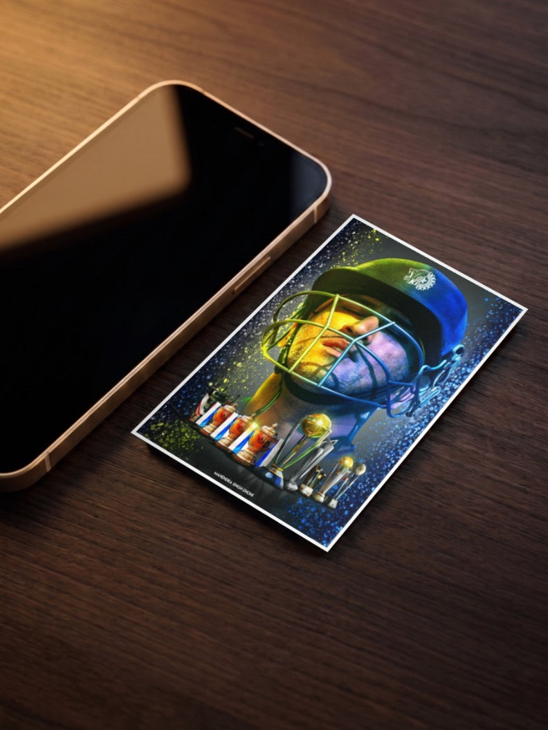 Dhoni CSK Trophies Portrait IPL Poster