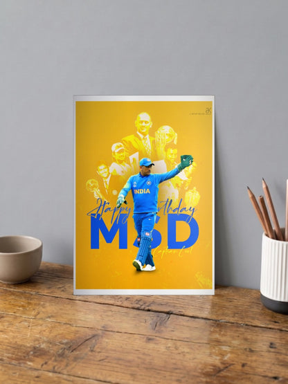 Happy Birthday MSD Collage Cricket Poster