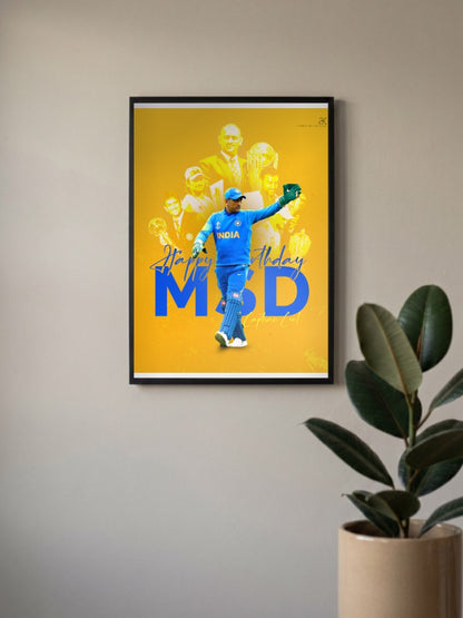 Happy Birthday MSD Collage Cricket Poster