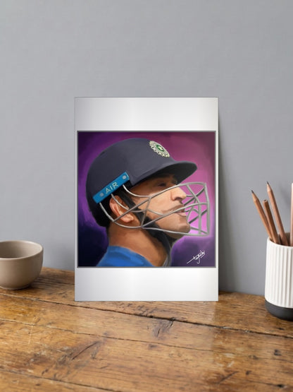 MS Dhoni Air Helmet Portrait Cricket Poster