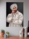 Diljit Dosanjh Turban Portrait Singers Poster