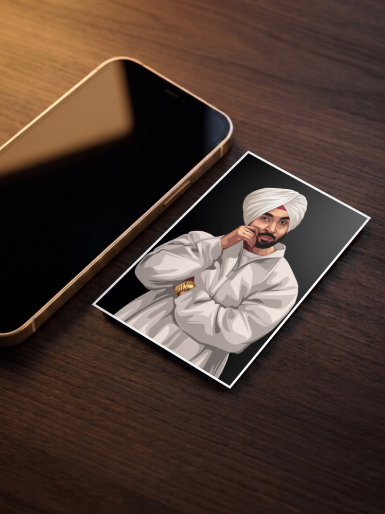 Diljit Dosanjh Turban Portrait Singers Poster