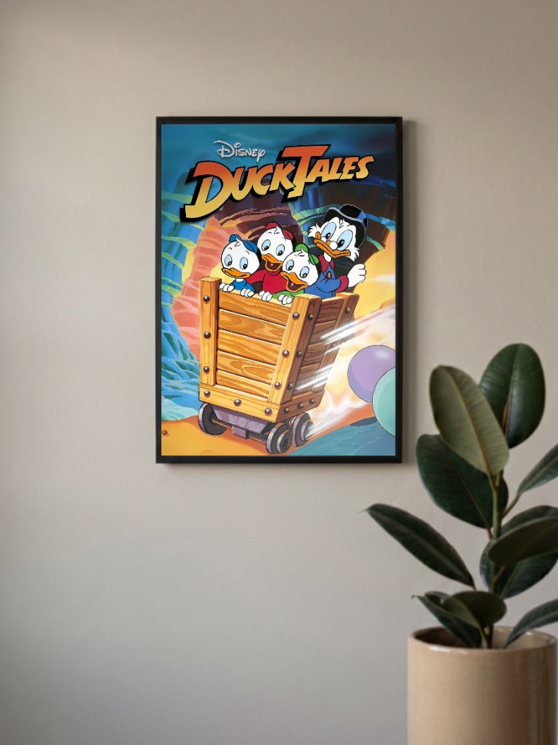 DuckTales Mine Cart Scene Cartoon Poster