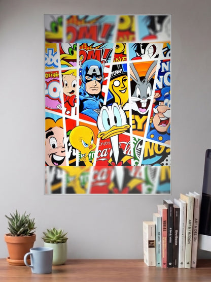 Classic Cartoon Sticker Collage Cartoon Poster