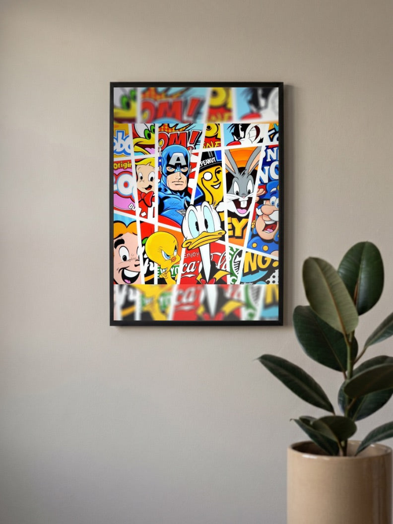 Classic Cartoon Sticker Collage Cartoon Poster