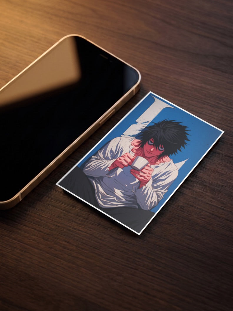 L Lawliet Coffee Portrait Anime Poster